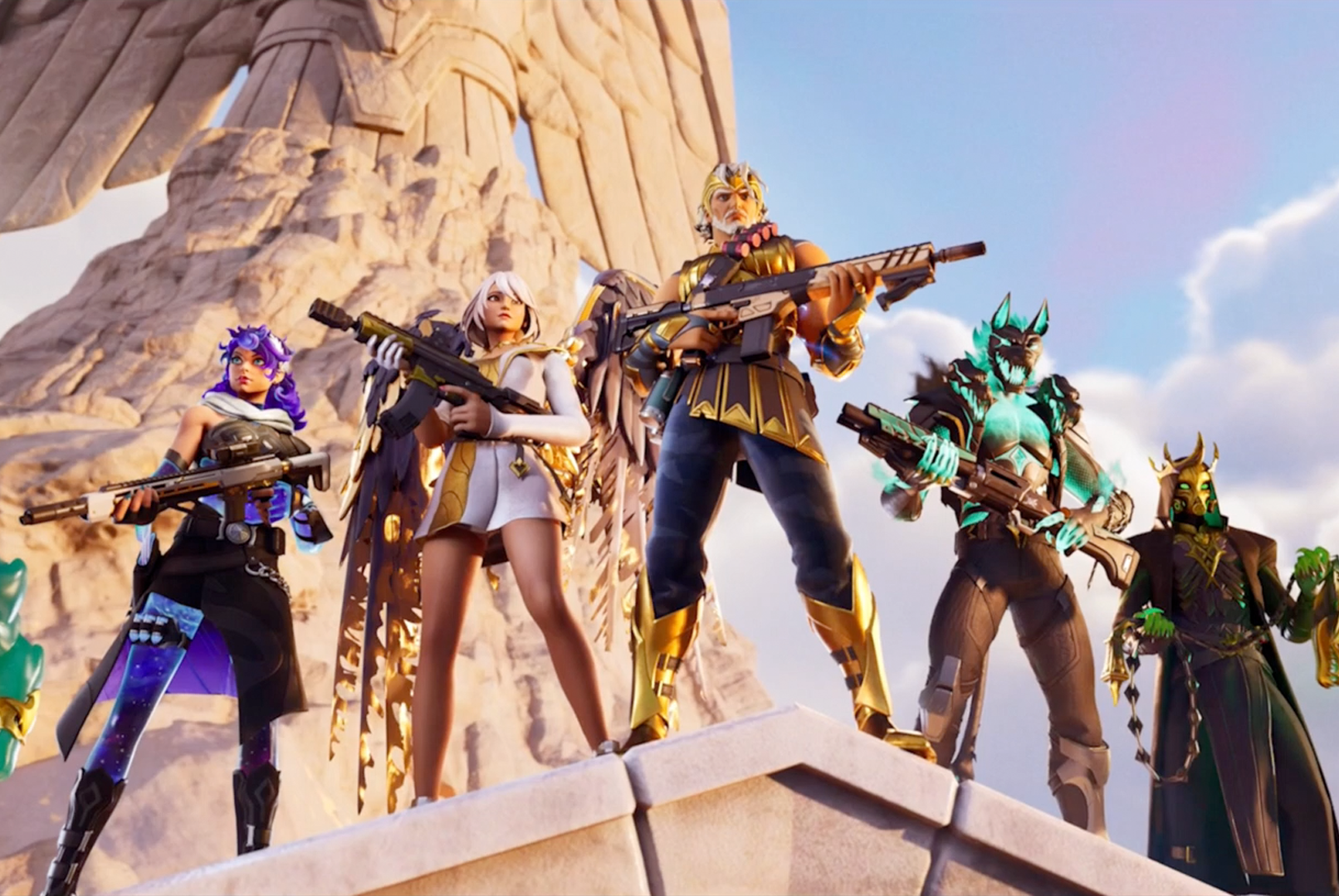 Fortnite Chapter 5 Season 2 Battle Pass skins list, including Zeus, Hades, and Aphrodite